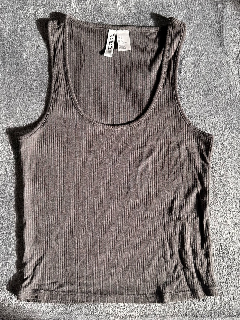 H&M Ribbed Tank Top in Sheer Black
